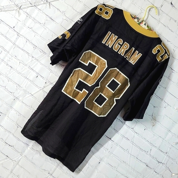 Vintage NFL Reebok Black & Gold Ingram New Orleans Saints 28 Jersey Mens Size S - Picture 11 of 17